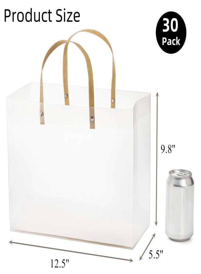 Cididu 30 Pcs Clear Plastic Gift Bags with Handles, 12.5x5.5x9.8 inch Large Tote Bags with Cardboard Bottom, Reusable Shoppping Bags for Christmas, Wedding, Party, Birthday, Baby Shower, Boutique Packaging - Image 2